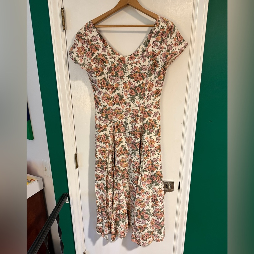 Vintage 90s Express Pink Floral Print Maxi Dress